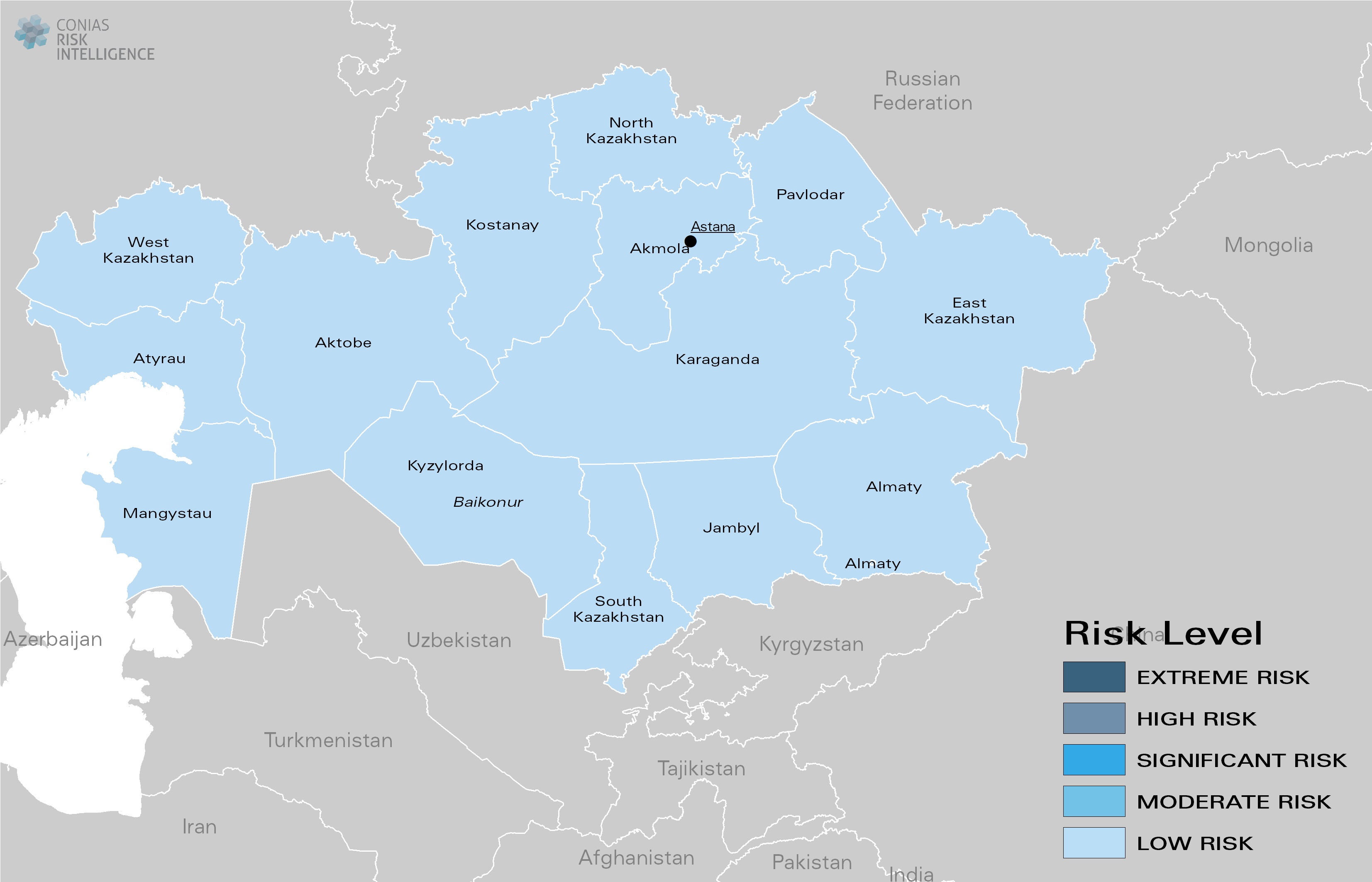CONIAS Political Risk Map Kazakhstan