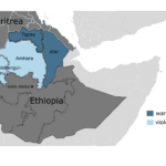 Map showing conflict parties in the Ethiopia conflict