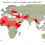 Selection of countries with highly violent conflicts 2021
